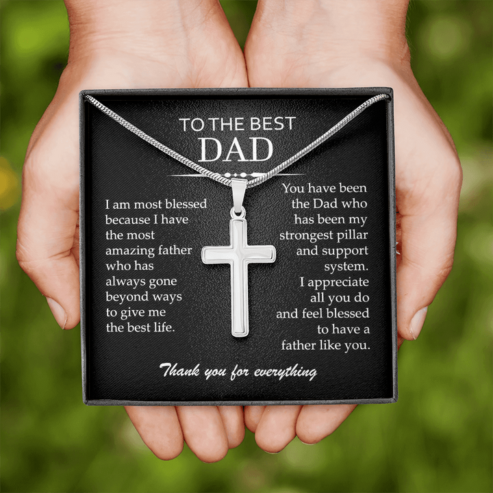 Engraved Cross Necklace Gift for Dad