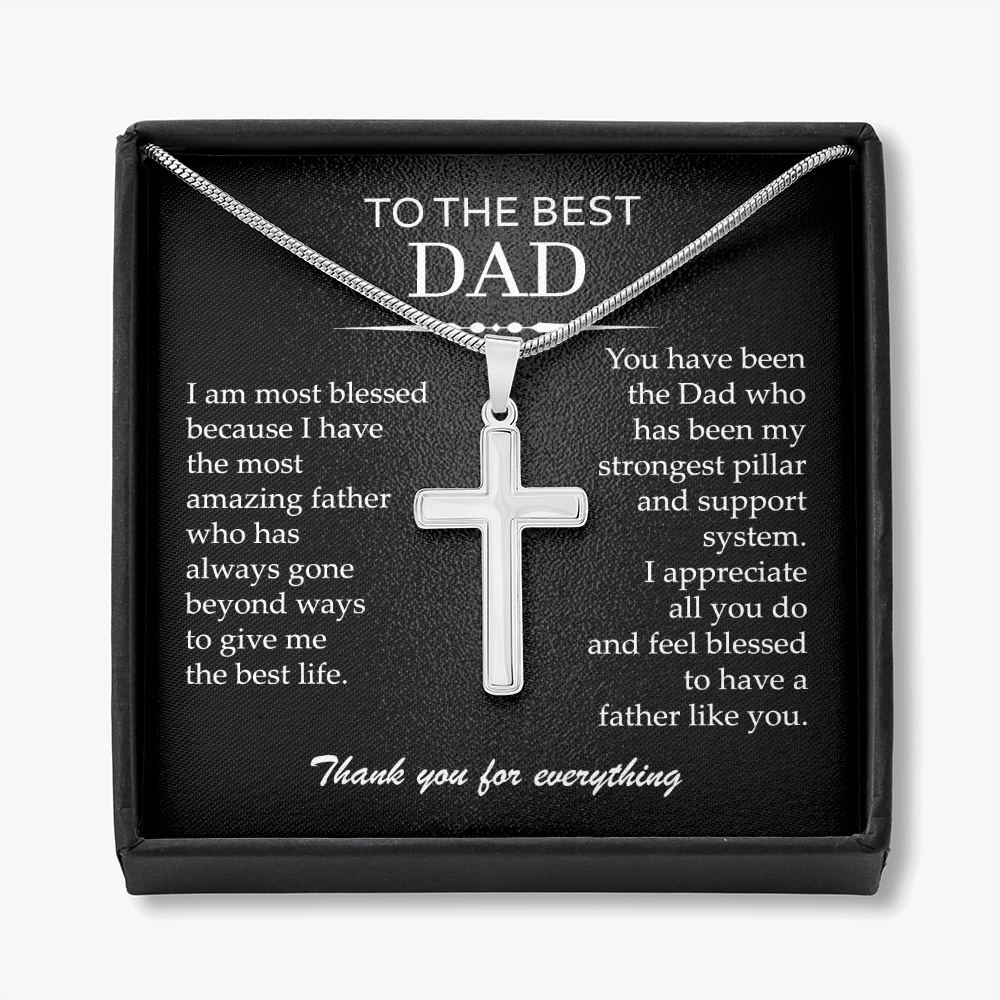 Engraved Cross Necklace Gift for Dad