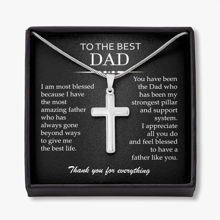 Engraved Cross Necklace Gift for Dad