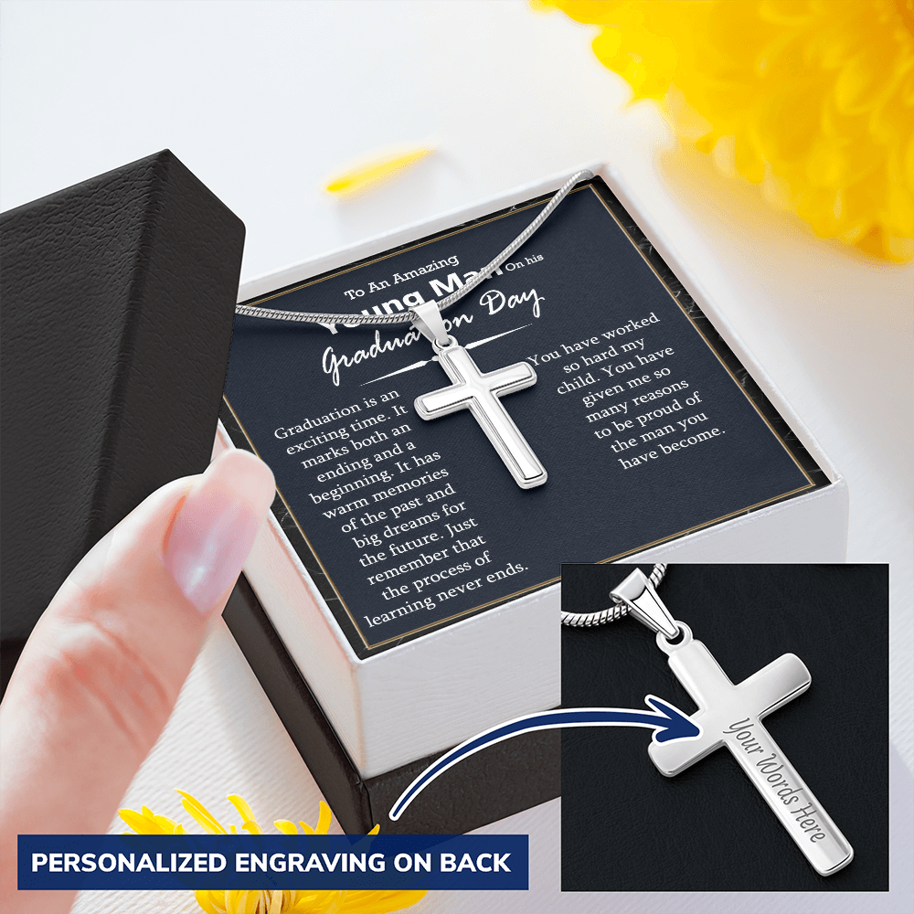 Graduation Cross Necklace for Young Man