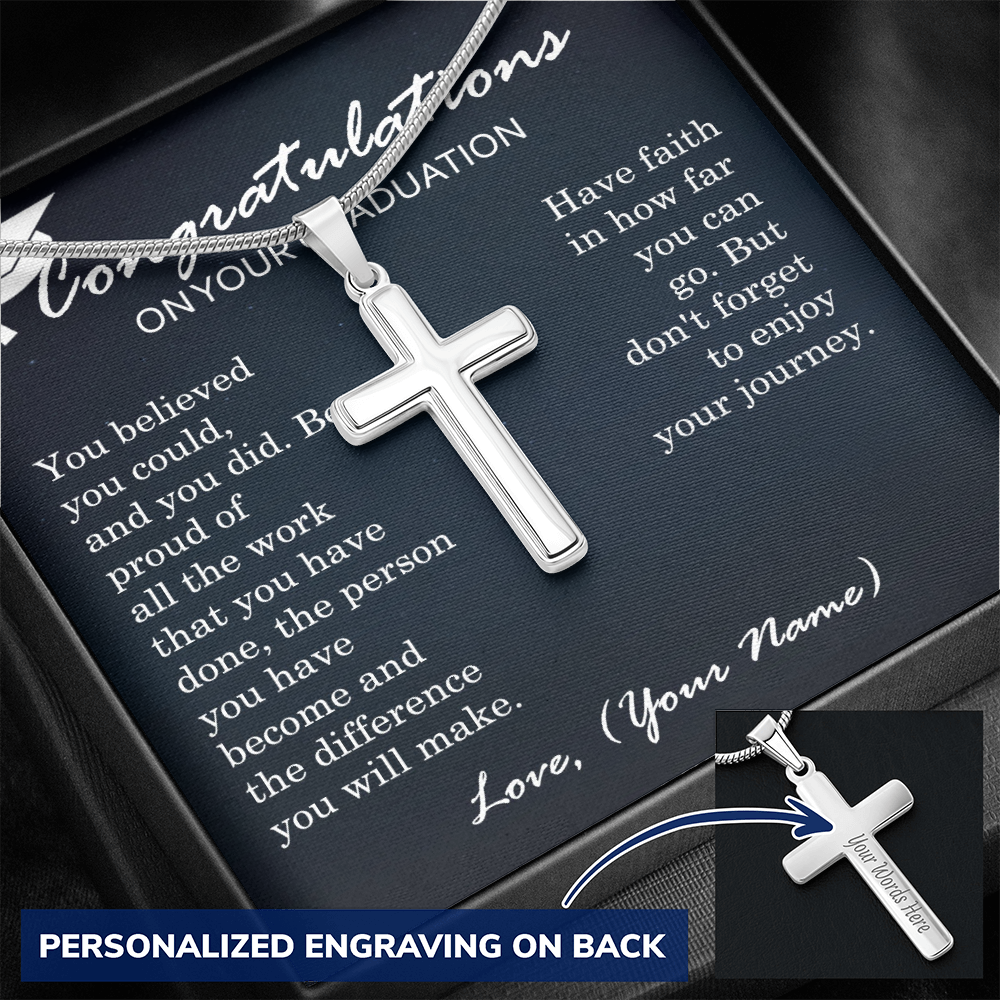 Personalized Cross Necklace - Graduation Gift
