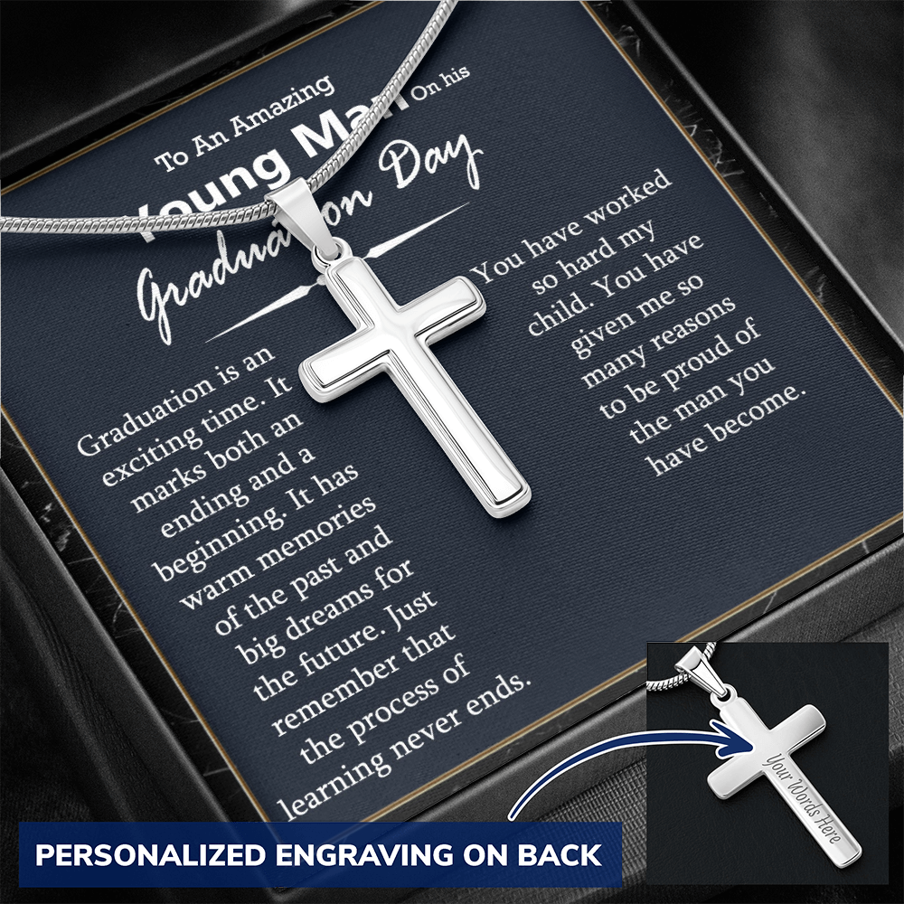 Graduation Cross Necklace for Young Man