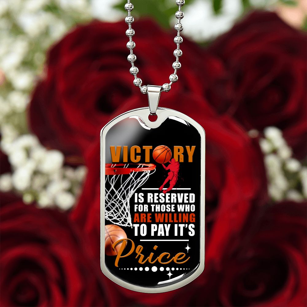 Basketball Victory Dog Tag Necklace Gift