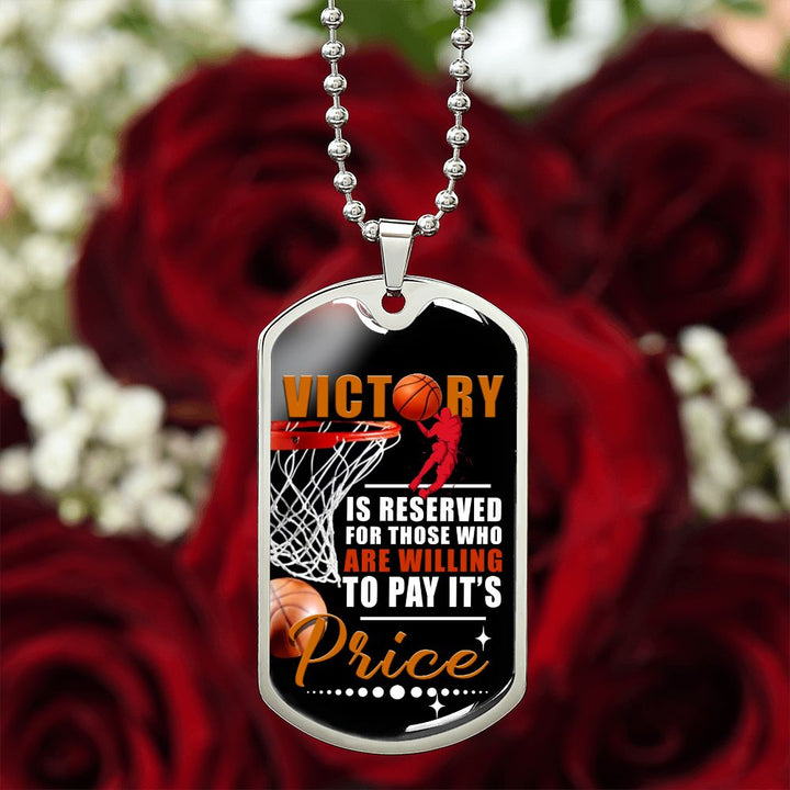 Basketball Victory Dog Tag Necklace Gift