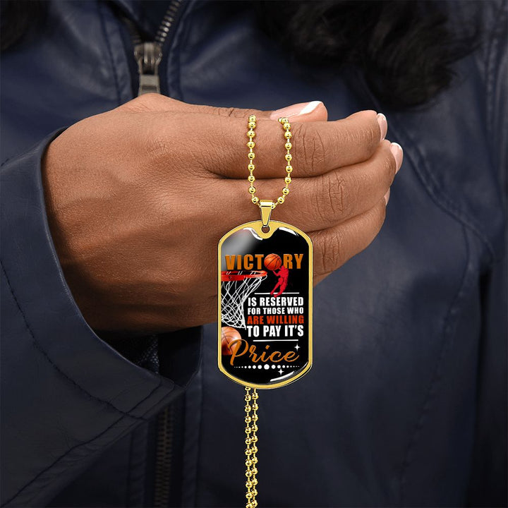 Basketball Victory Dog Tag Necklace Gift