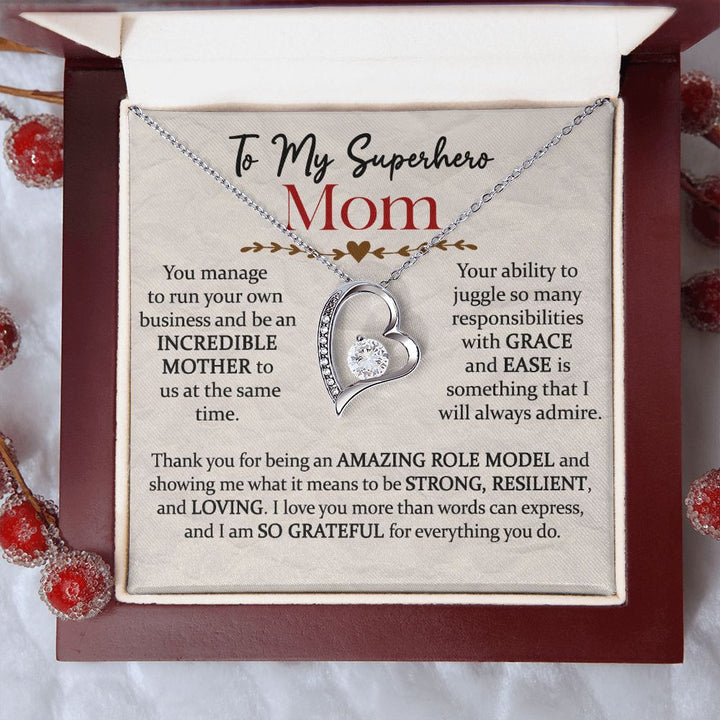 Superhero Mom Heart Necklace Gift