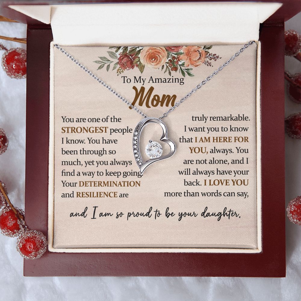 To My Amazing Mom Heart Necklace
