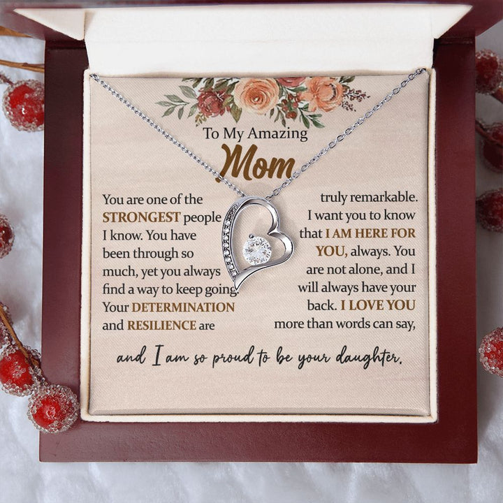 To My Amazing Mom Heart Necklace
