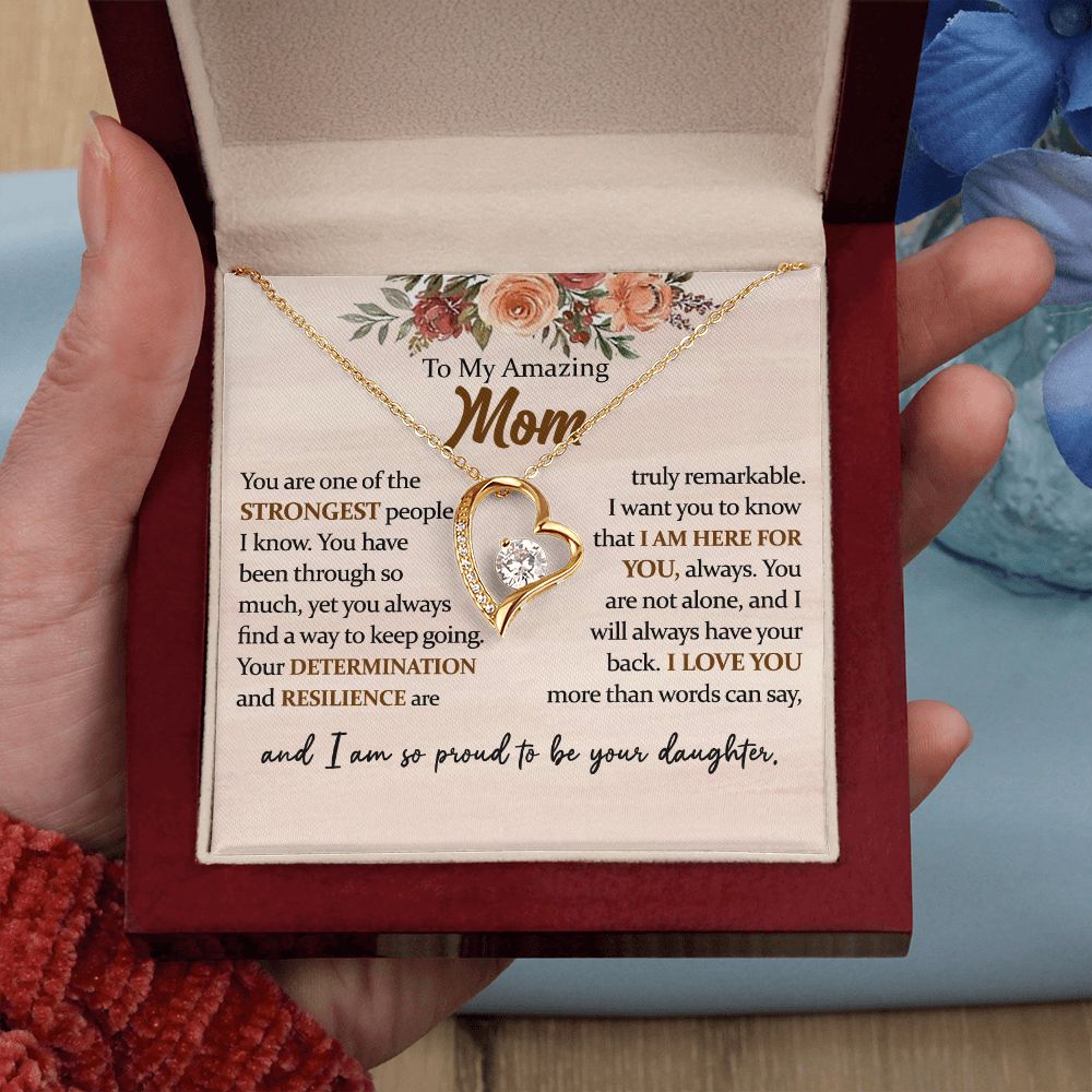 To My Amazing Mom Heart Necklace