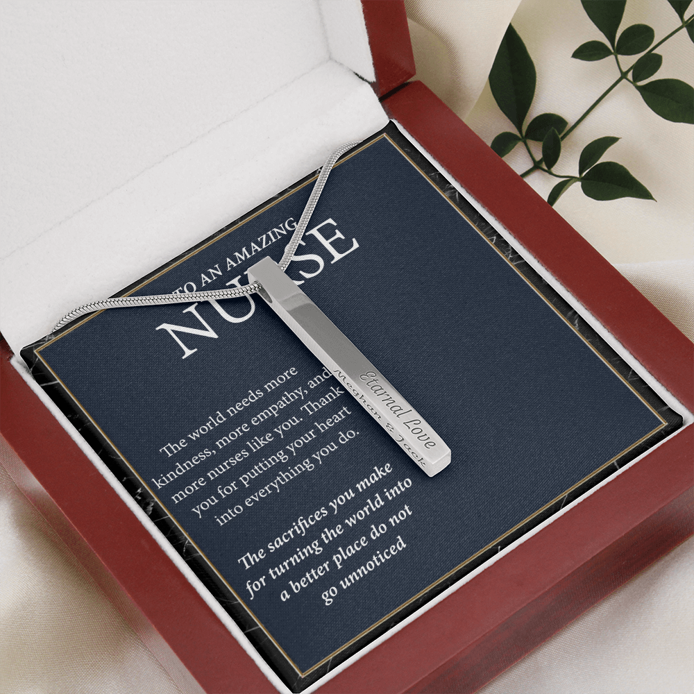 Engraved Bar Necklace Gift for Nurse