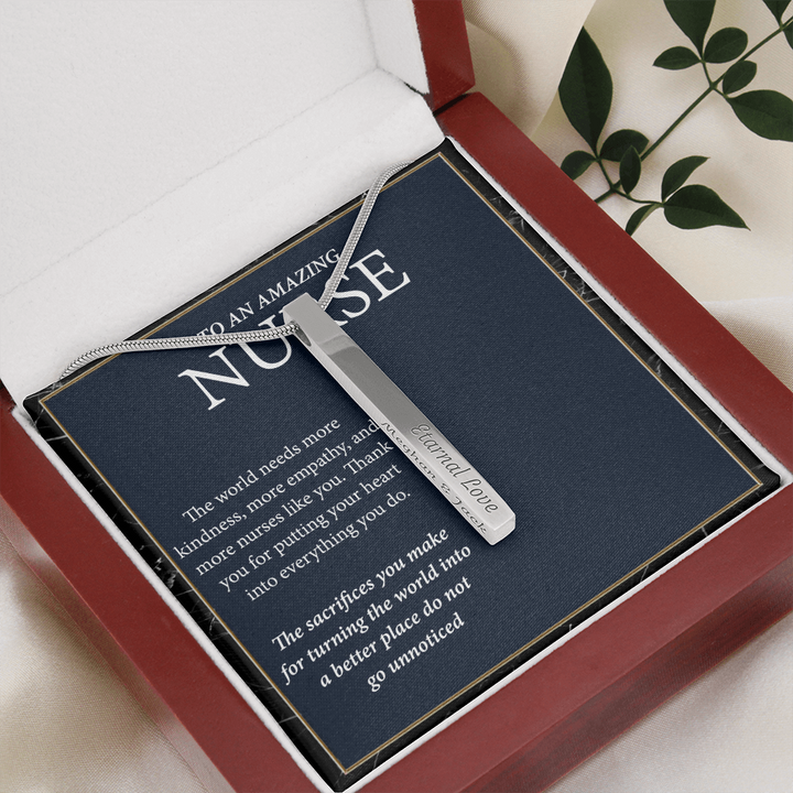 Engraved Bar Necklace Gift for Nurse