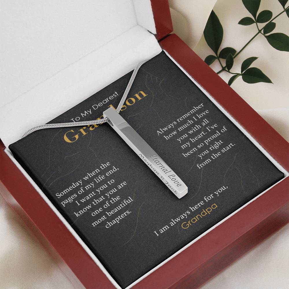 Engraved Bar Necklace Gift for Grandson