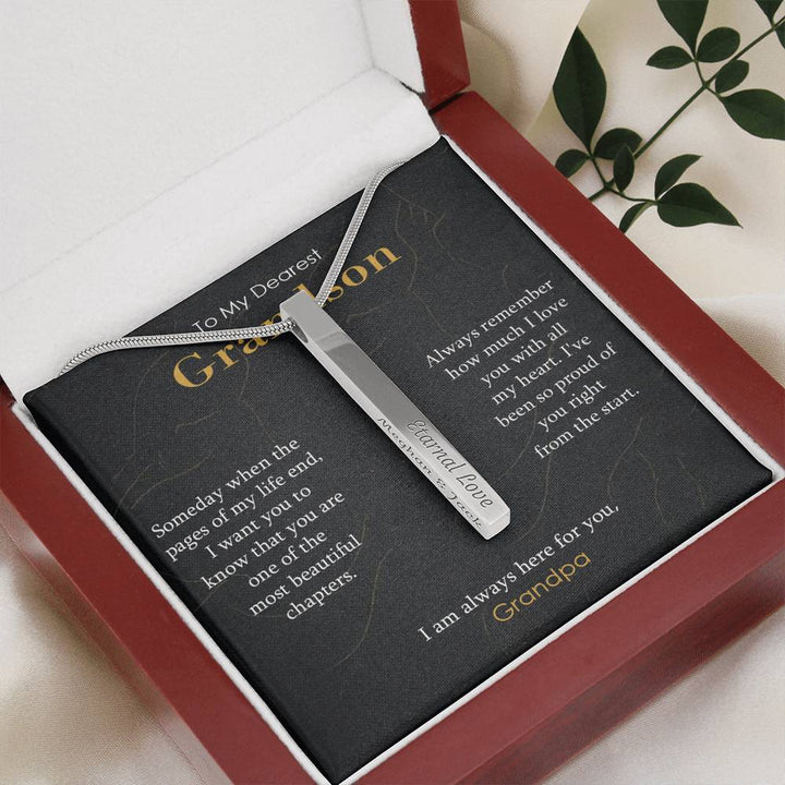 Engraved Bar Necklace Gift for Grandson