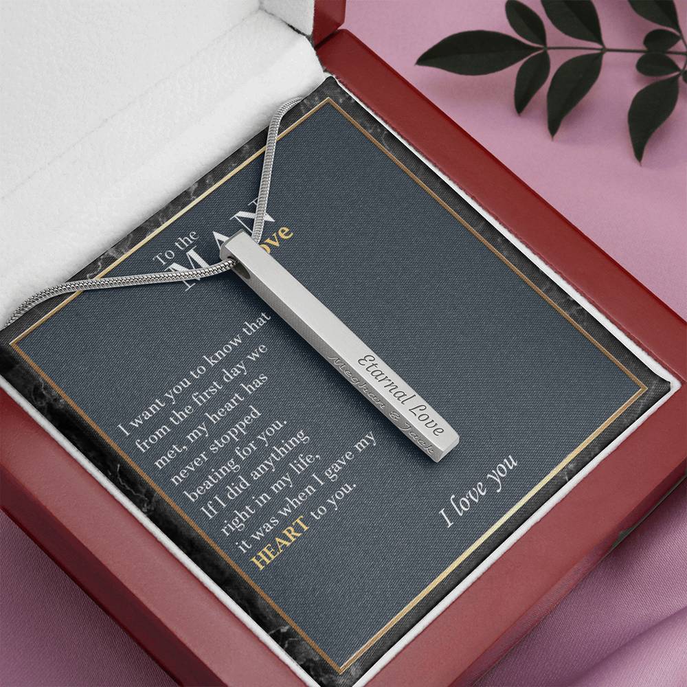 Engraved Bar Necklace Gift for Him