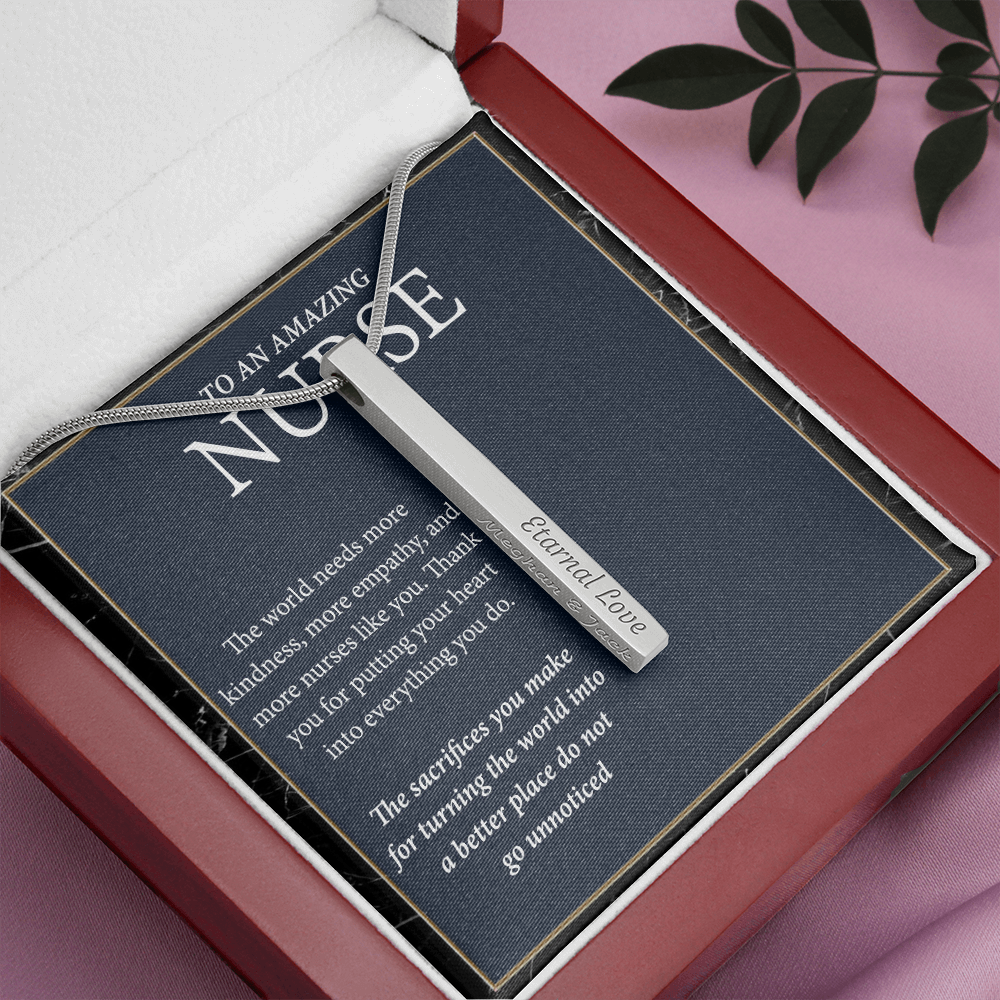 Engraved Bar Necklace Gift for Nurse