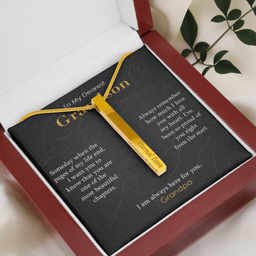 Engraved Bar Necklace Gift for Grandson