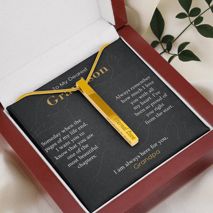 Engraved Bar Necklace Gift for Grandson