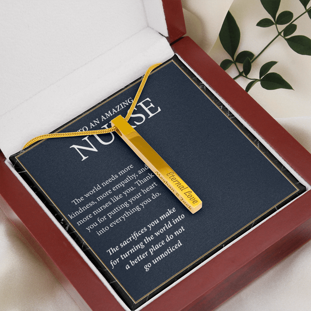 Engraved Bar Necklace Gift for Nurse