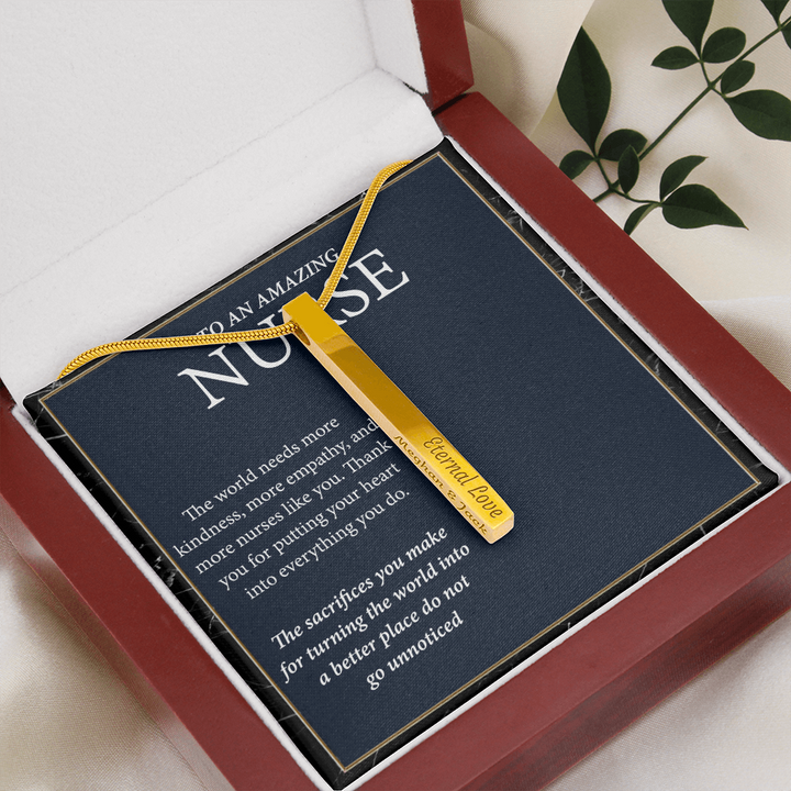 Engraved Bar Necklace Gift for Nurse