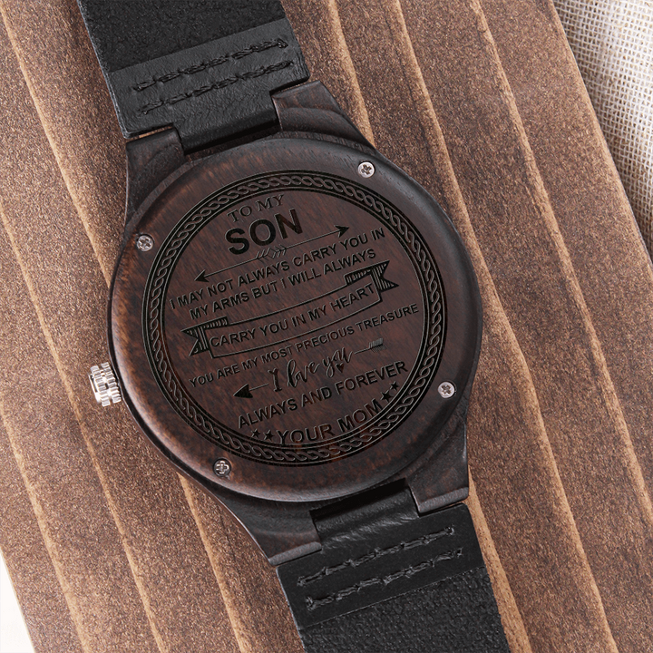 Engraved Wooden Watch for Son from Mom