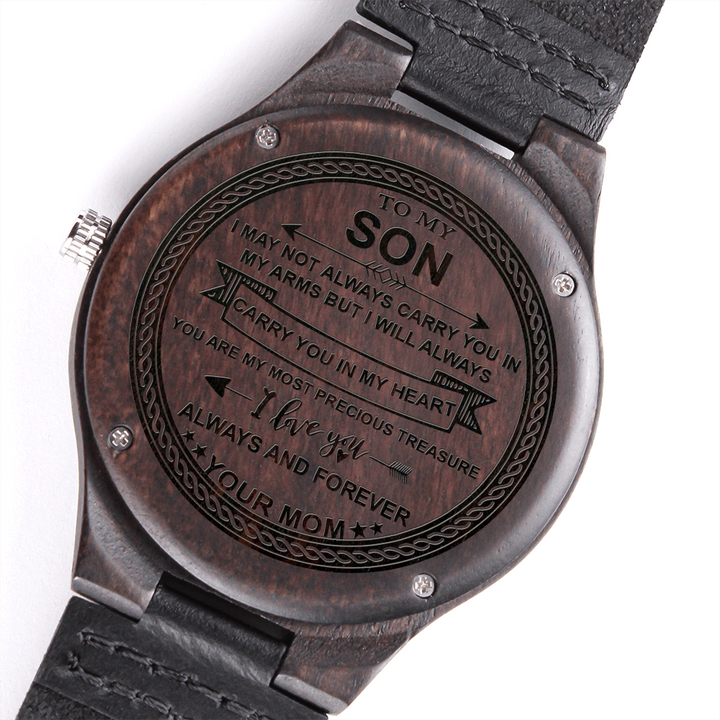 Engraved Wooden Watch for Son from Mom