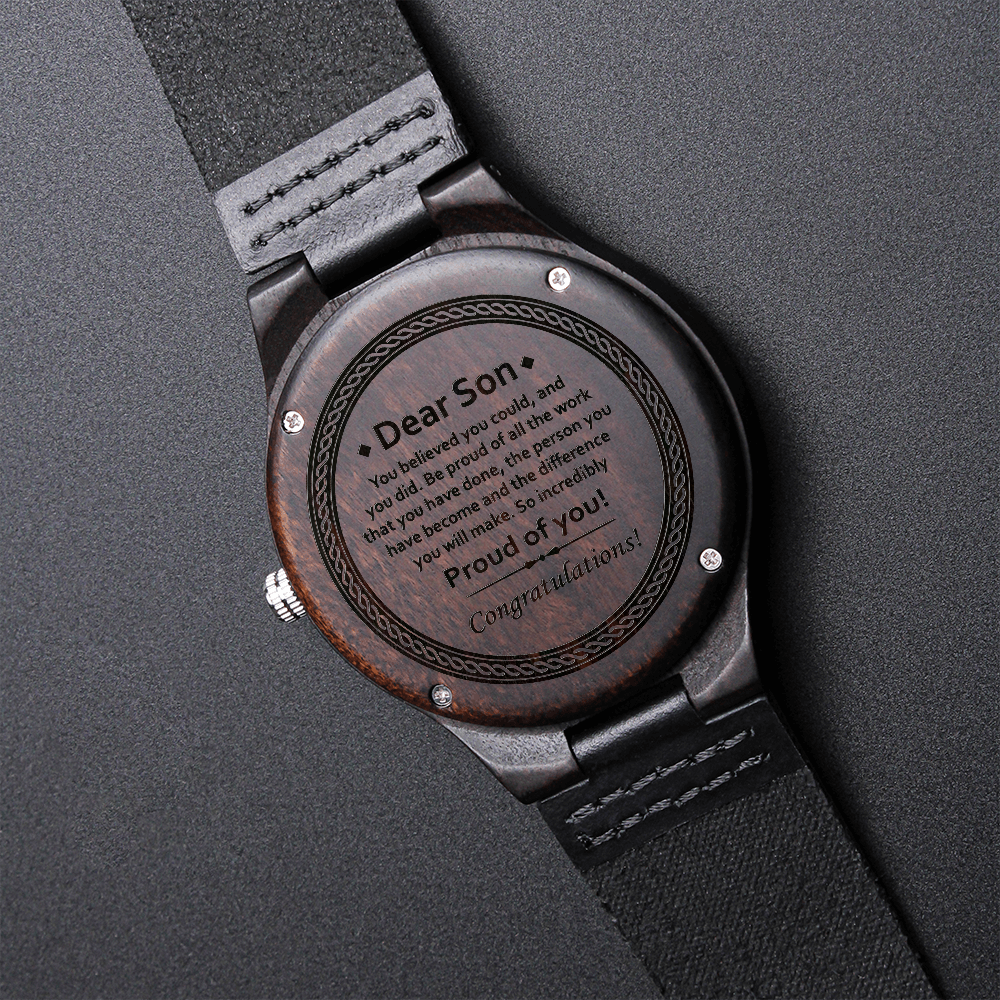 Engraved Wooden Watch for Son – Graduation Gift