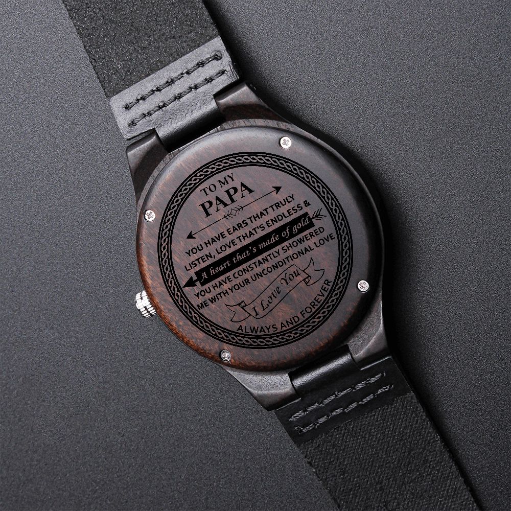 Papa - I love you - Engraved Wood Watch