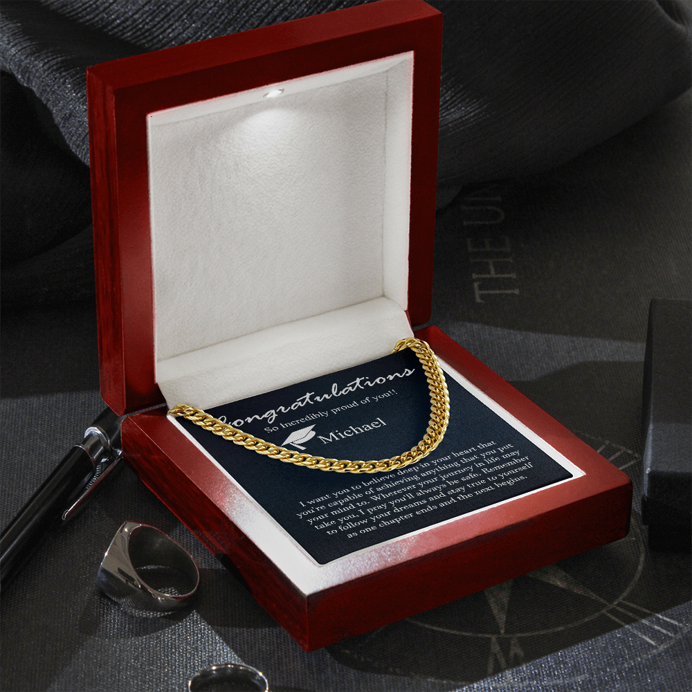 Personalized Chain Necklace - Graduation Gift for Him