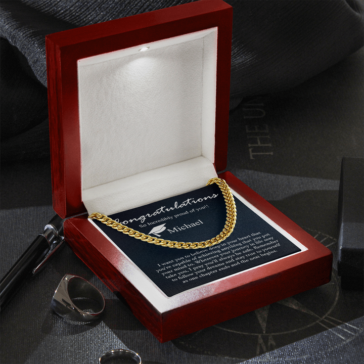 Personalized Chain Necklace - Graduation Gift for Him