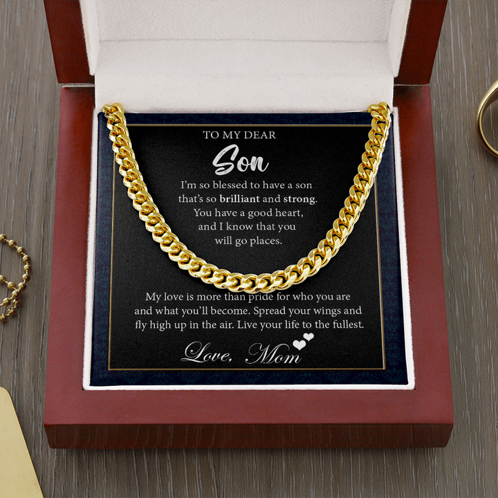 Cuban Chain Necklace Gift for Son from Mom