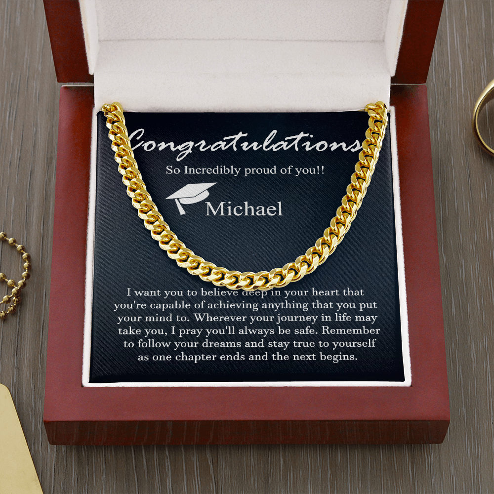 Personalized Chain Necklace - Graduation Gift for Him