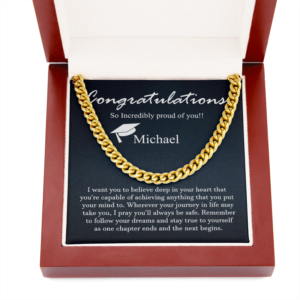 Personalized Chain Necklace - Graduation Gift for Him