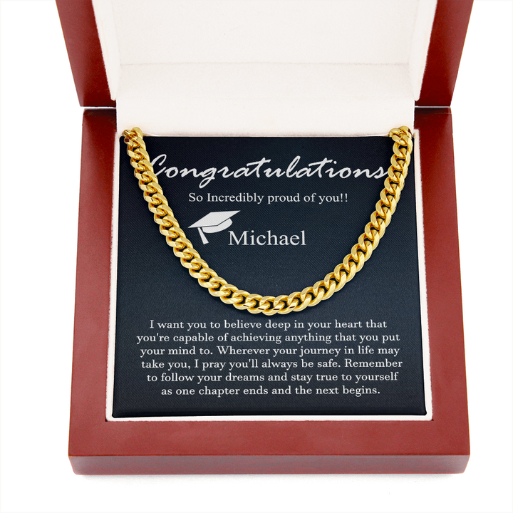 Personalized Chain Necklace - Graduation Gift for Him