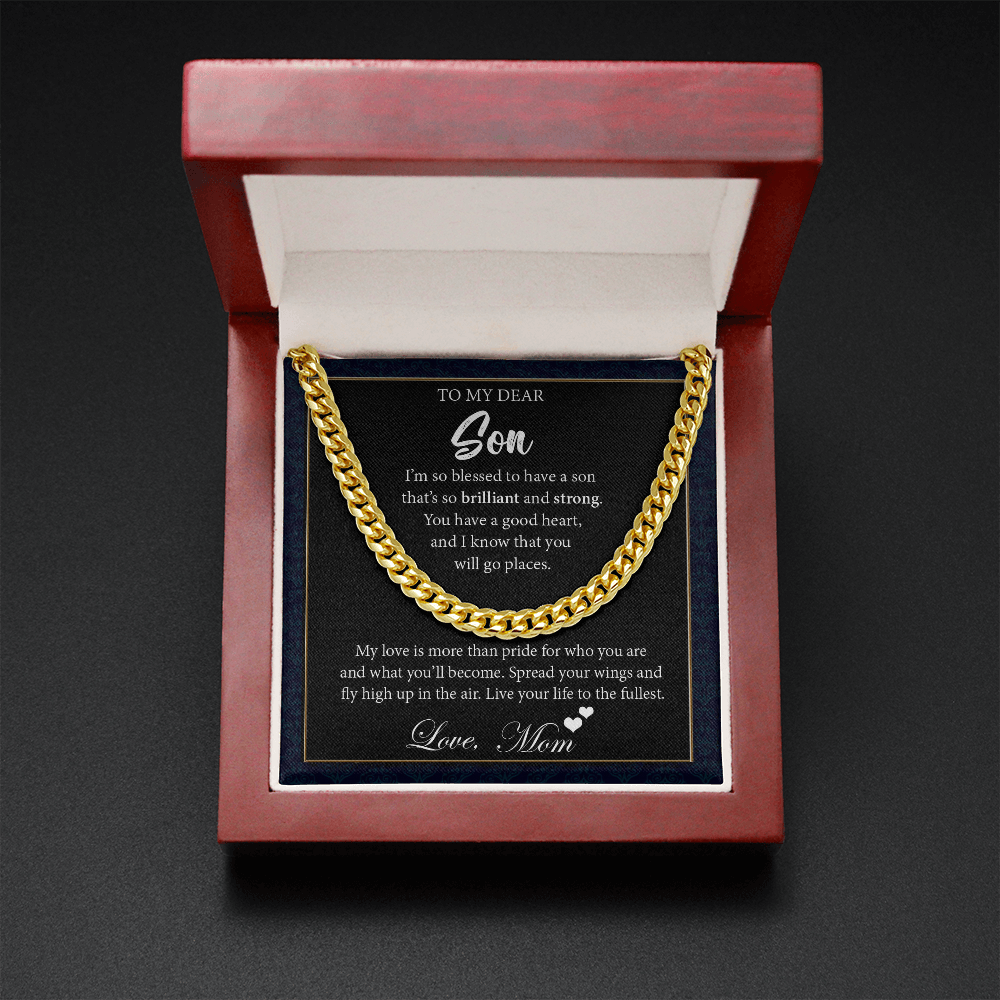 Cuban Chain Necklace Gift for Son from Mom