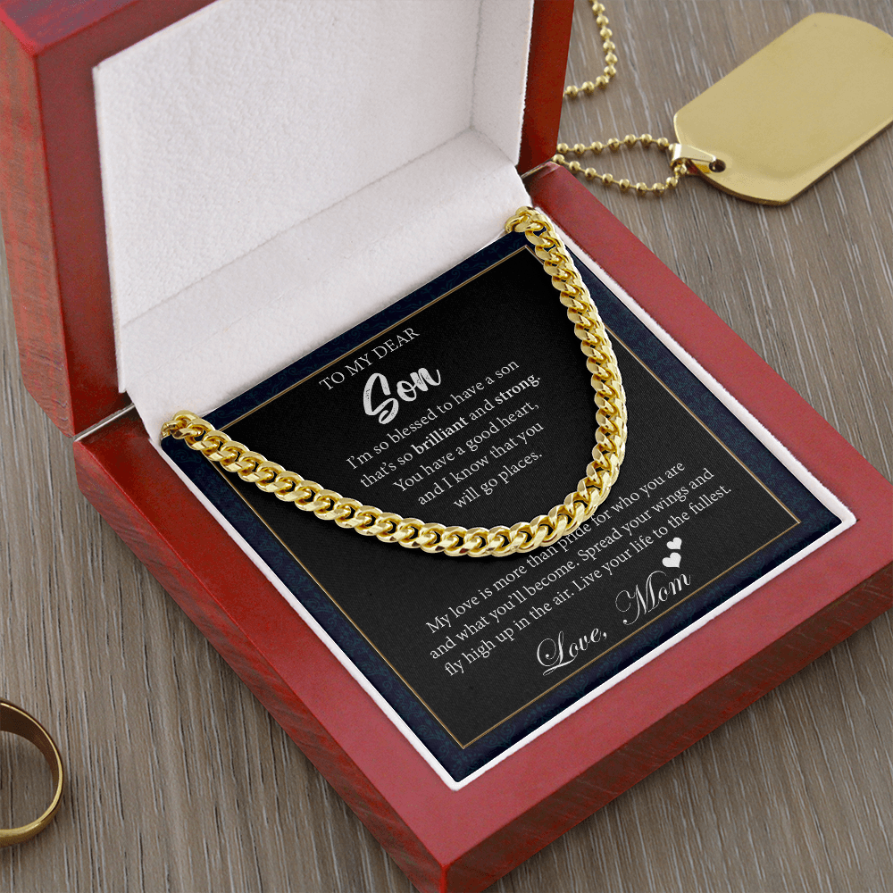Cuban Chain Necklace Gift for Son from Mom