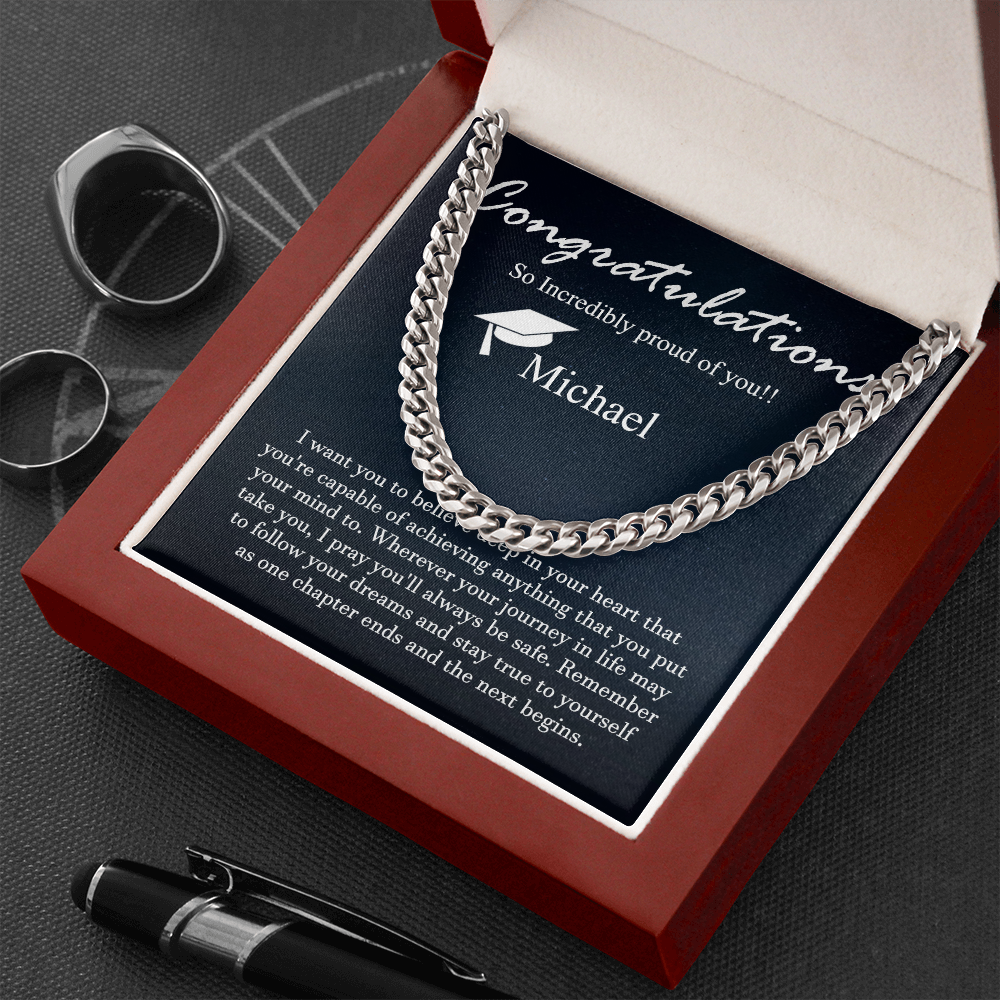 Personalized Chain Necklace - Graduation Gift for Him