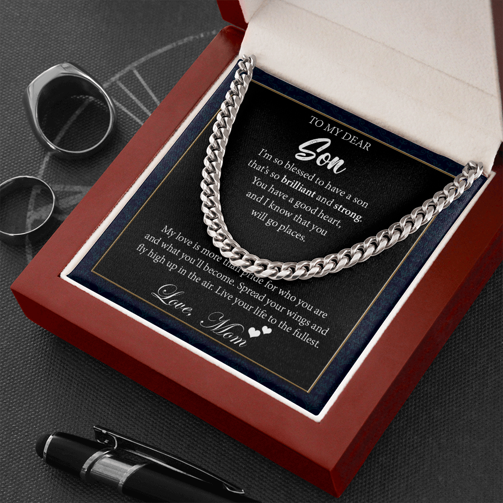 Cuban Chain Necklace Gift for Son from Mom