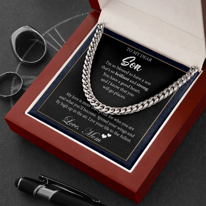 Cuban Chain Necklace Gift for Son from Mom