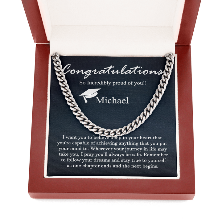Personalized Chain Necklace - Graduation Gift for Him