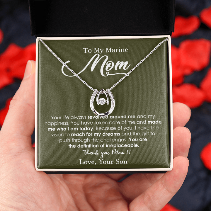 Dancing Heart Necklace for Marine Mom