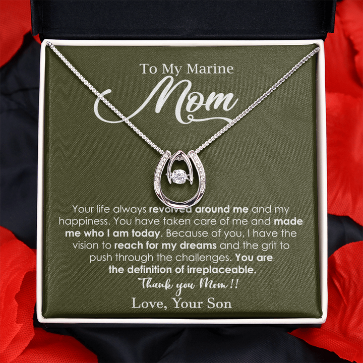 Dancing Heart Necklace for Marine Mom
