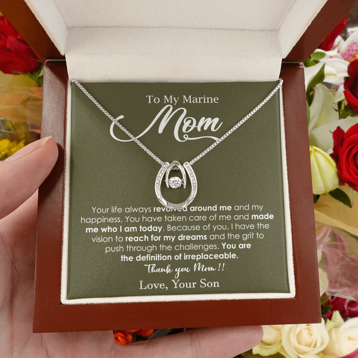 Dancing Heart Necklace for Marine Mom