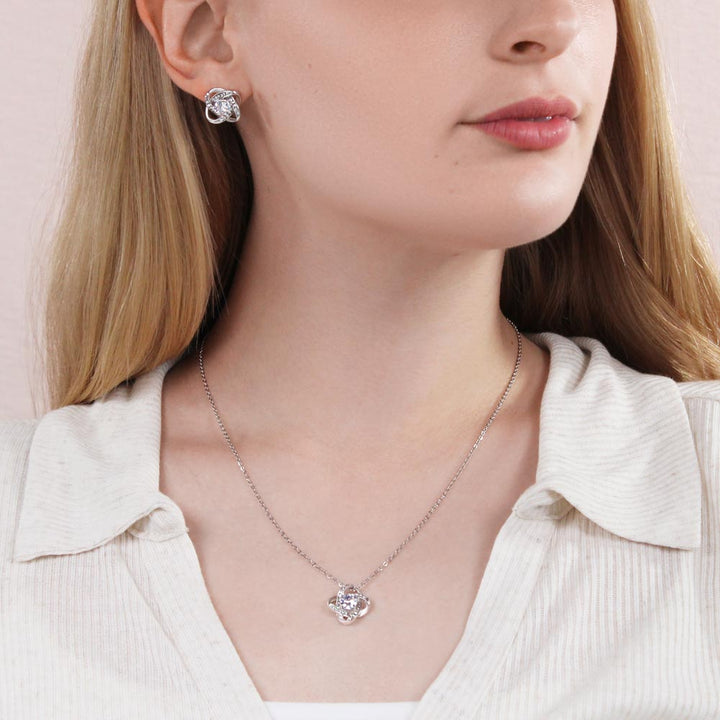 Love Knot Necklace And Earrings for Marine Mom Gift