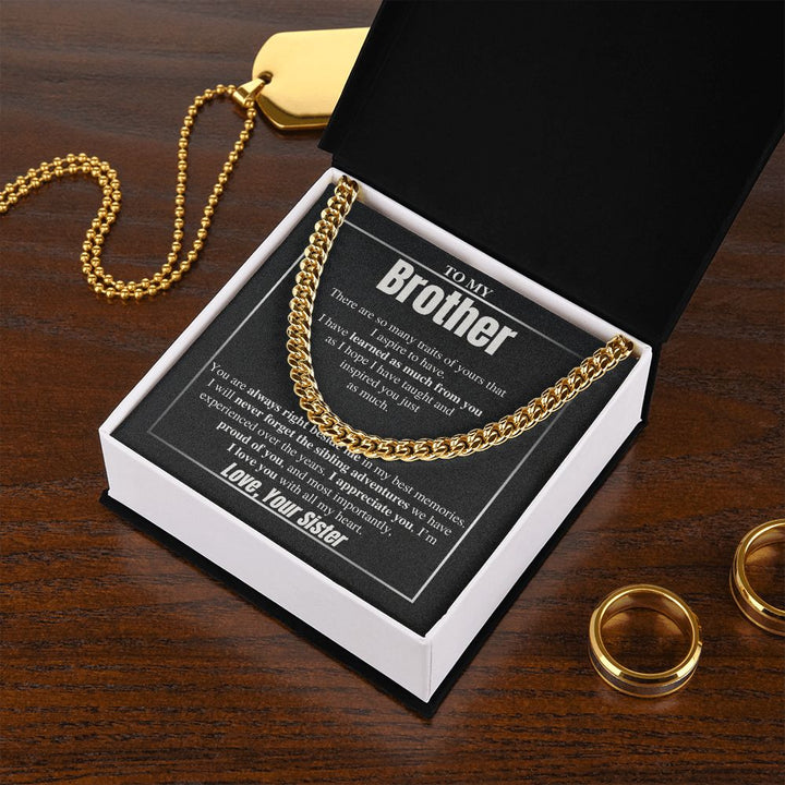 To My Brother Cuban Chain Gift