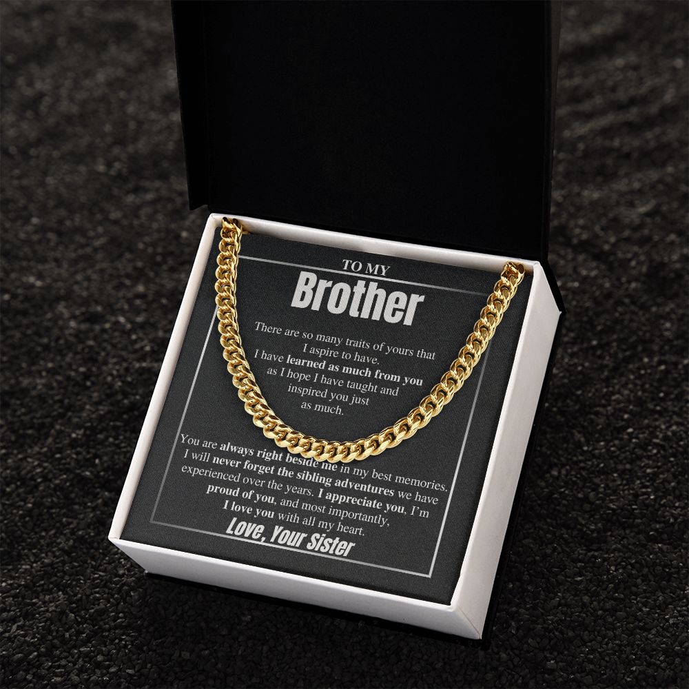To My Brother Cuban Chain Gift