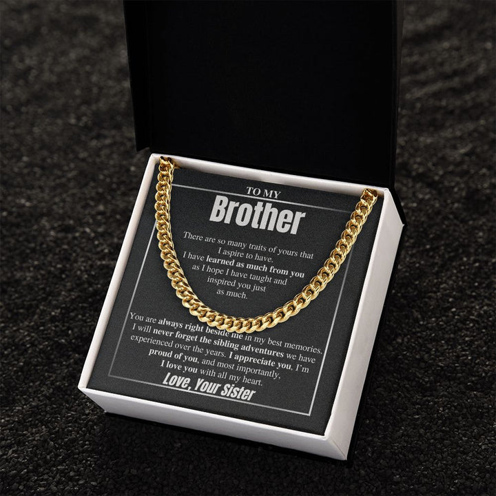 To My Brother Cuban Chain Gift