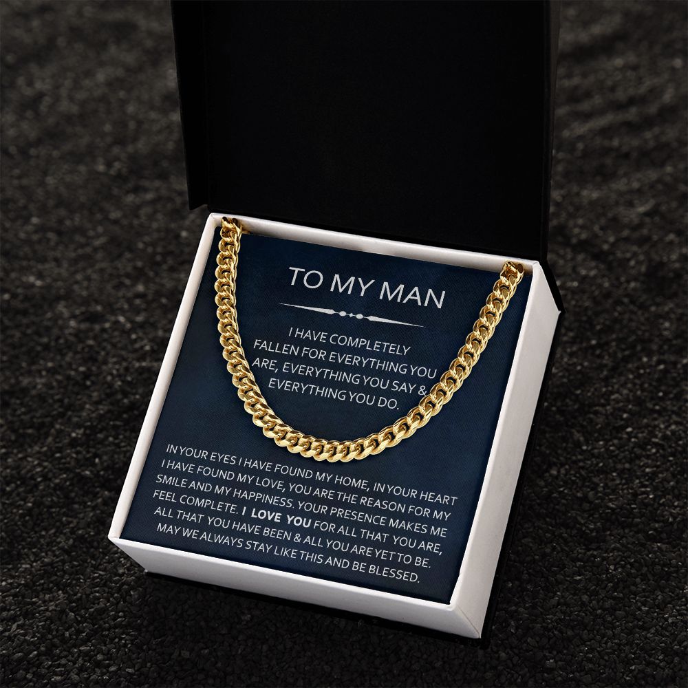 To My Man Cuban Chain Necklace Gift