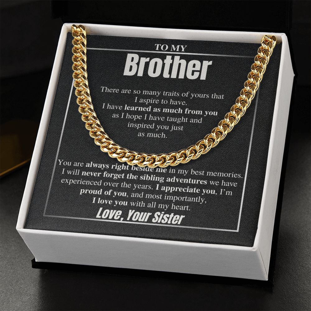 To My Brother Cuban Chain Gift
