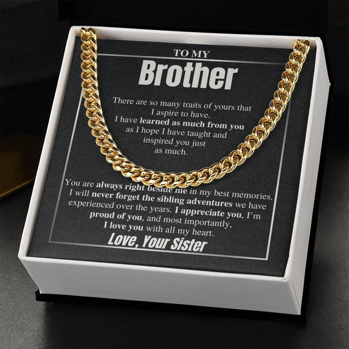 To My Brother Cuban Chain Gift