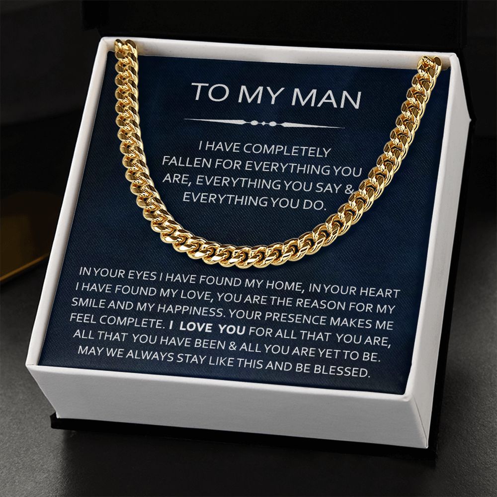 To My Man Cuban Chain Necklace Gift